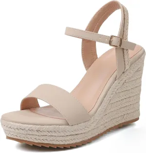 mikarka Women's Espadrille Wedge Sandals: Ankle Strap Platform Open Toe Wedges - Stylish High Heel Dressy Summer Wedges for Women, Inspired by Espadrilles