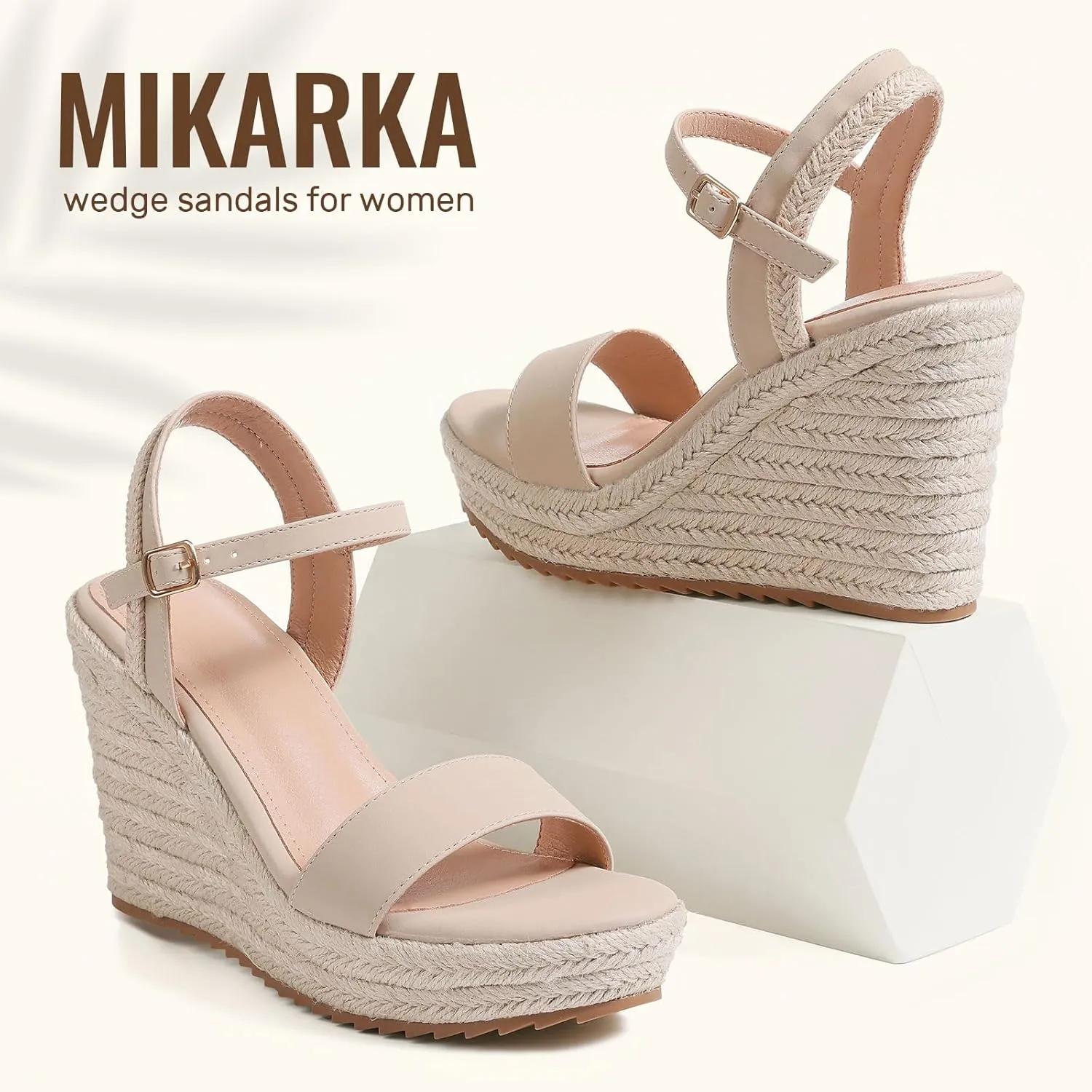 mikarka Women's Espadrille Wedge Sandals: Ankle Strap Platform Open Toe Wedges - Stylish High Heel Dressy Summer Wedges for Women, Inspired by Espadrilles
