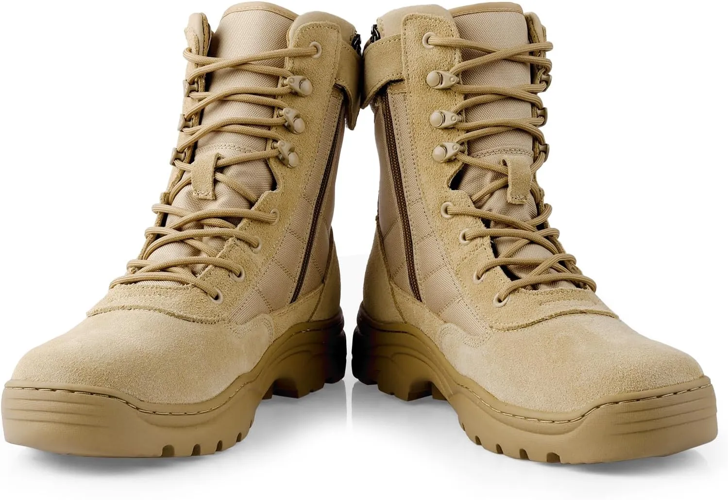 Military Tactical Combat Boots for Men Side Zipper Army Police Work Boots Anti-slip for Security Duty Desert