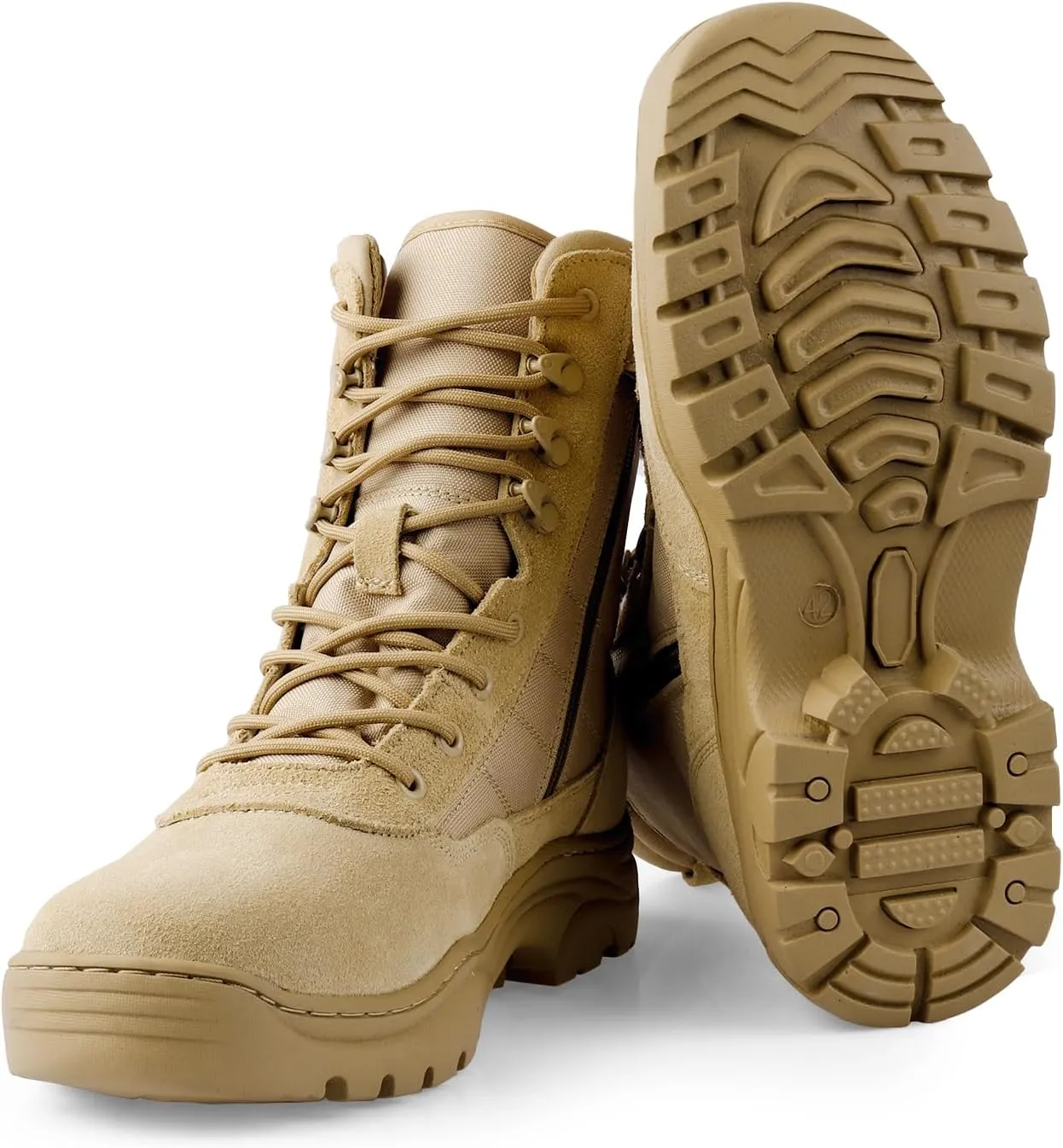 Military Tactical Combat Boots for Men Side Zipper Army Police Work Boots Anti-slip for Security Duty Desert
