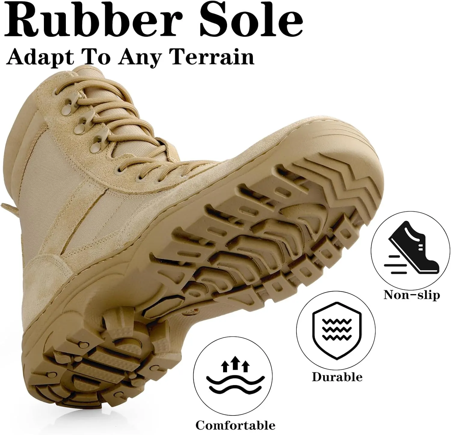 Military Tactical Combat Boots for Men Side Zipper Army Police Work Boots Anti-slip for Security Duty Desert