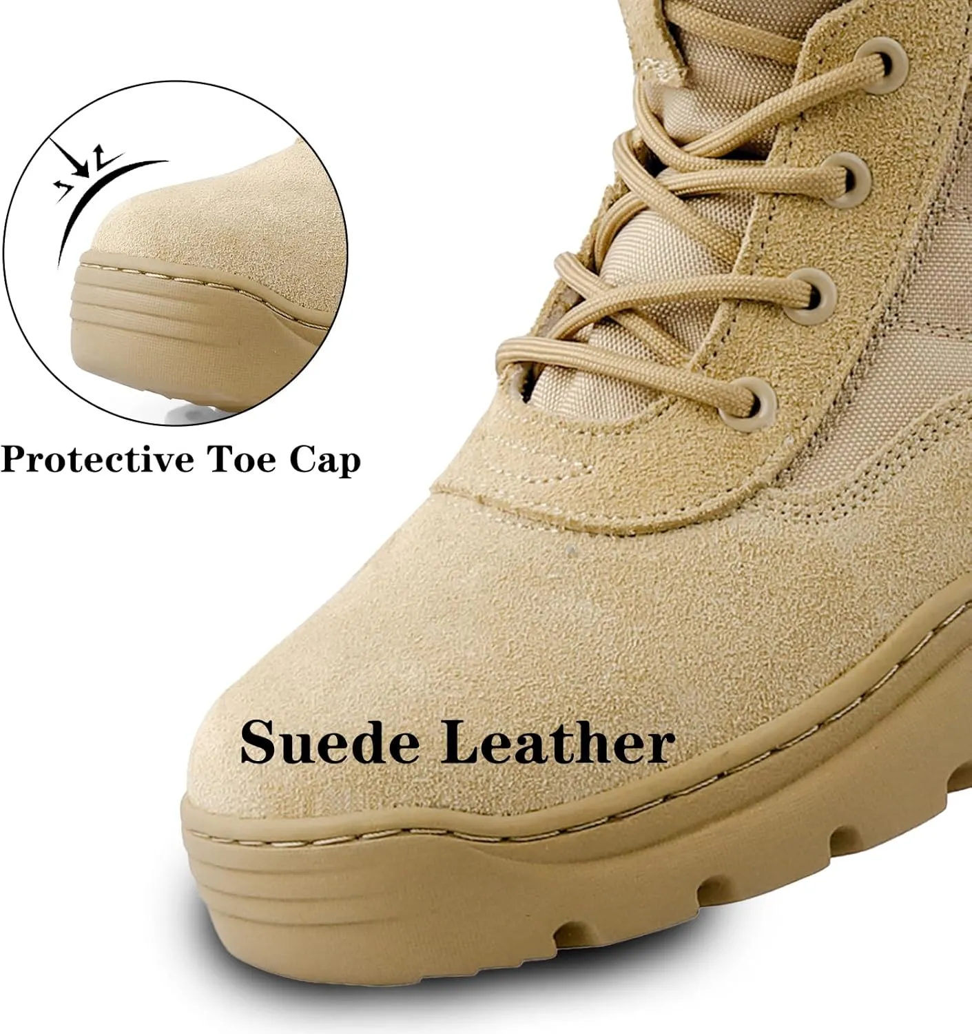 Military Tactical Combat Boots for Men Side Zipper Army Police Work Boots Anti-slip for Security Duty Desert
