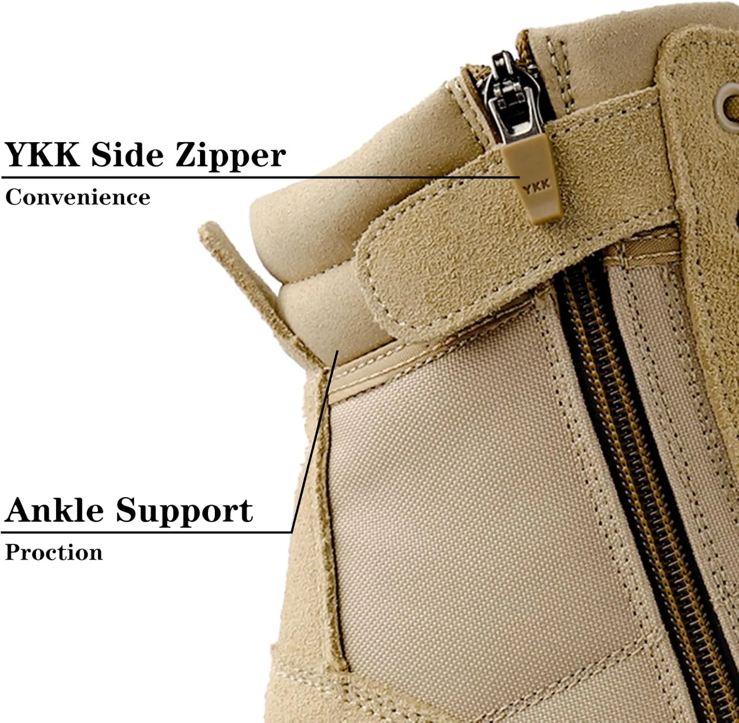 Military Tactical Combat Boots for Men Side Zipper Army Police Work Boots Anti-slip for Security Duty Desert