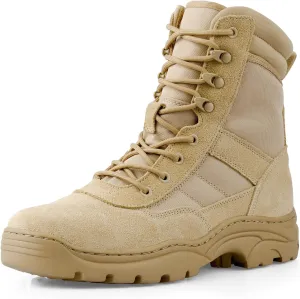 Military Tactical Combat Boots for Men Side Zipper Army Police Work Boots Anti-slip for Security Duty Desert