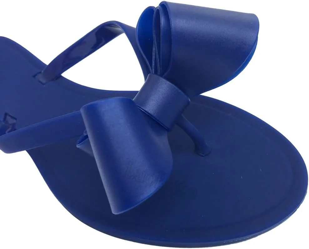 Mtzyoa Women Flip-Flops Flat Sandals Jelly Bow Beach Flat Rivets Rain Cute Dressy Summer Sandals