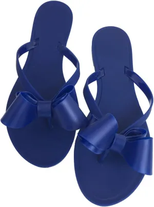 Mtzyoa Women Flip-Flops Flat Sandals Jelly Bow Beach Flat Rivets Rain Cute Dressy Summer Sandals