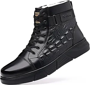 Myallfeet Men's Classic Italian High Top pattern Chukka Boots Fashionable Side Zipper Insulation And Anti Slip Wool Boots Premium Business Ankle Boots