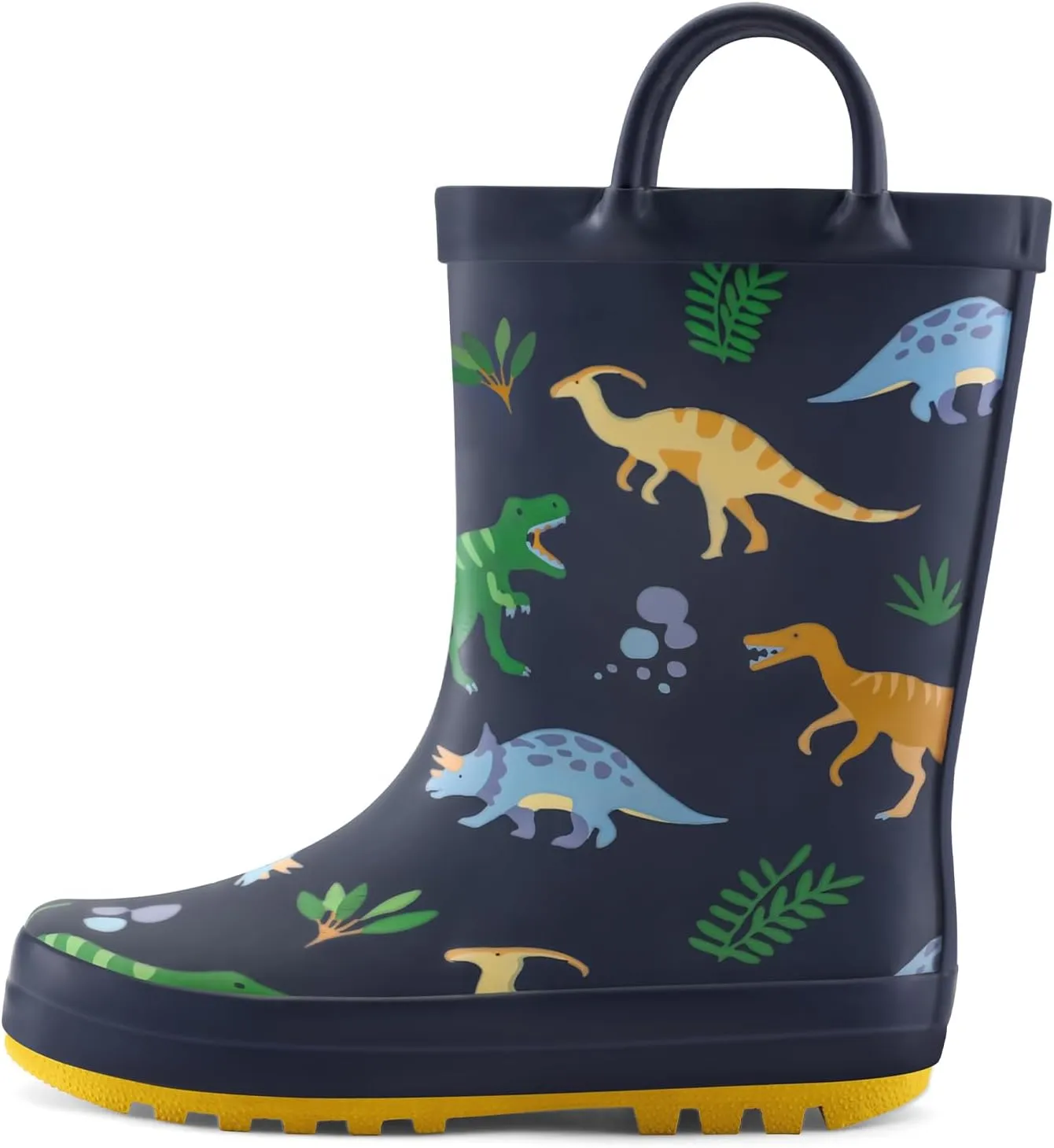 mysoft Kids Rain Boots for Girls Boys Toddler Waterproof Rubber Cute Printed with Easy-On Handles