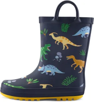 mysoft Kids Rain Boots for Girls Boys Toddler Waterproof Rubber Cute Printed with Easy-On Handles