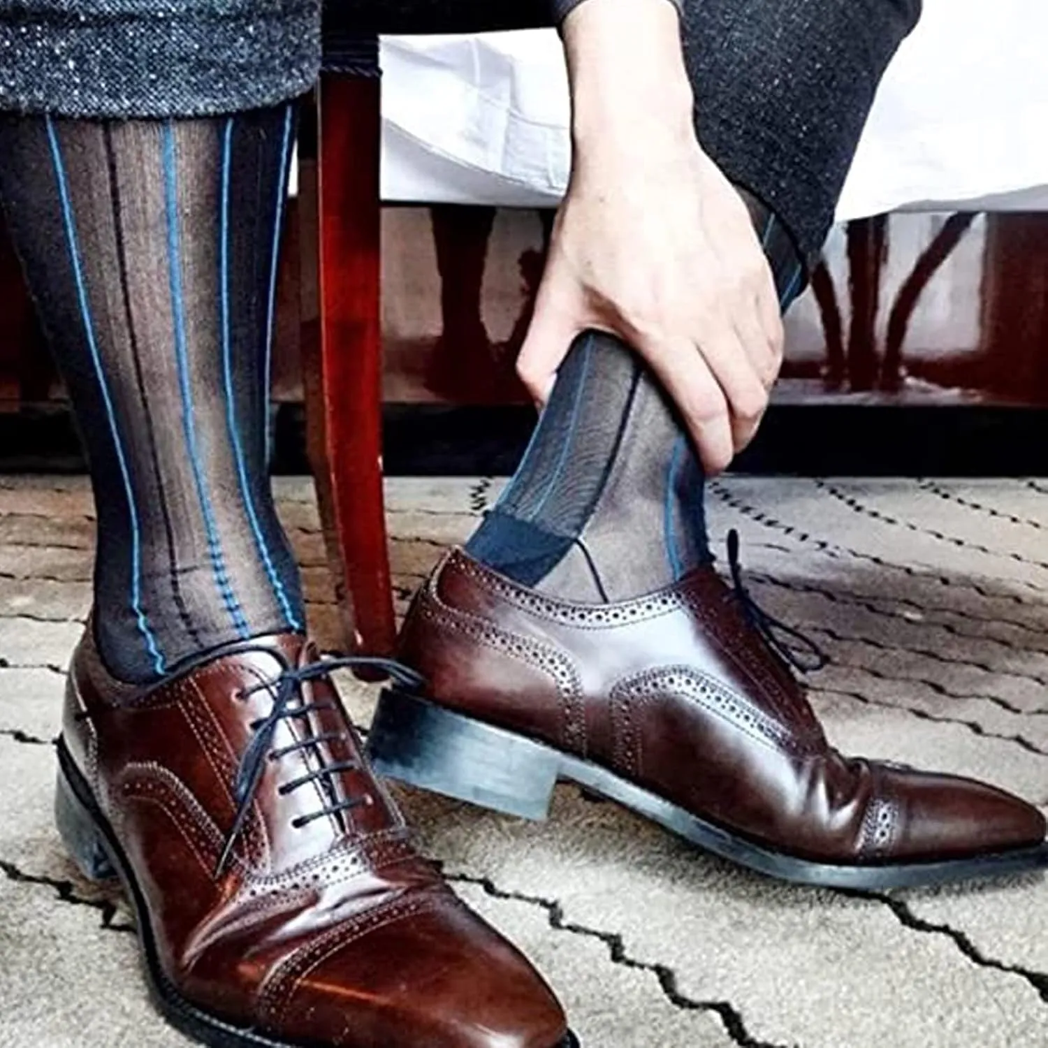 Nanxson 5/10 Pairs Men's Ultra Thin Socks Sheer Casual Sock Dress Socks
