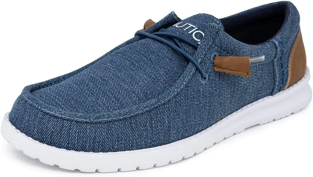 Nautica Men's Comfort Loafers, Slip-On Boat Shoe, Lightweight Casual Stretch Sneaker-Rushford