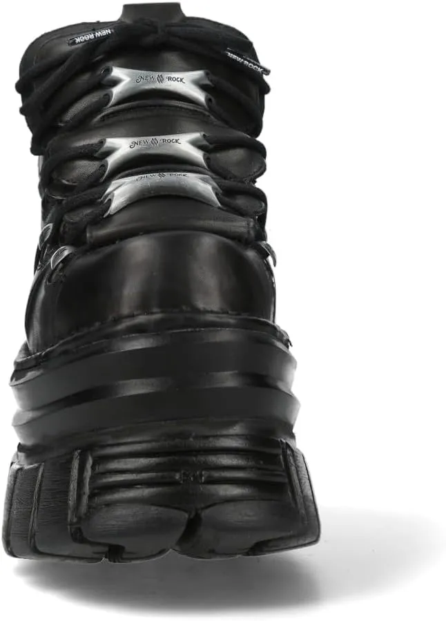 New Rock M-106-C178 Black Tower Gothic Punk Chunky Ankle Boots