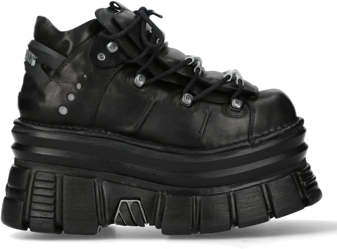 New Rock M-106-C178 Black Tower Gothic Punk Chunky Ankle Boots