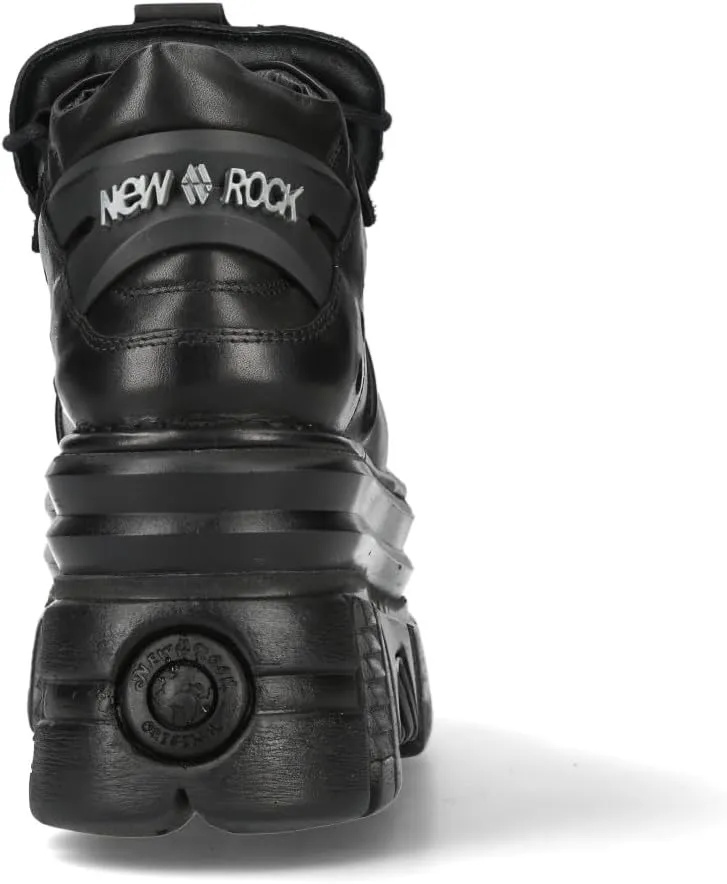 New Rock M-106-C178 Black Tower Gothic Punk Chunky Ankle Boots