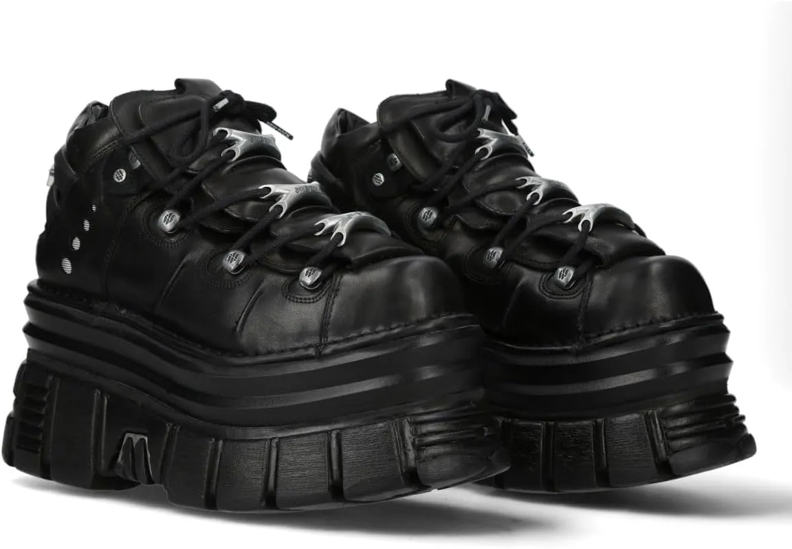 New Rock M-106-C178 Black Tower Gothic Punk Chunky Ankle Boots