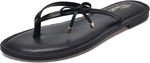 NianEr Womens Microfiber Leather Comfort Foam Bow Dress Thong Sandals Summer Fashion Flat Slip On Slides Flip Flops