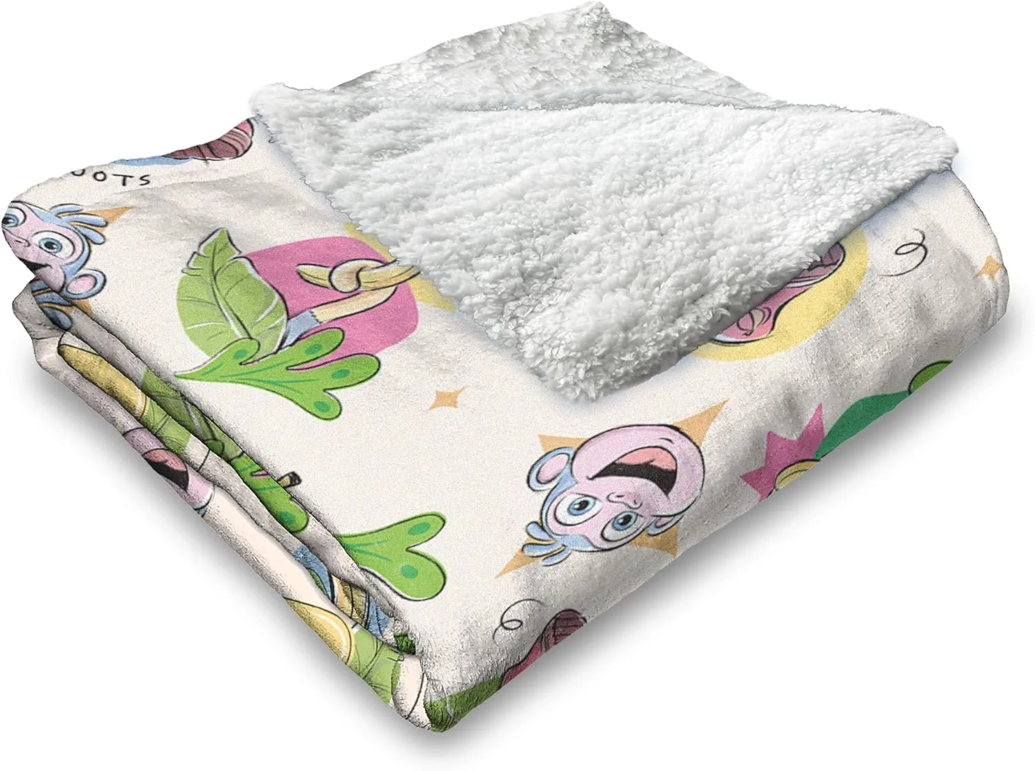 NORTHWEST Dora The Explorer Boots Pattern Silk Touch Sherpa Throw Blanket, Soft Fleece, Cartoon Character, 50 x 60 inches