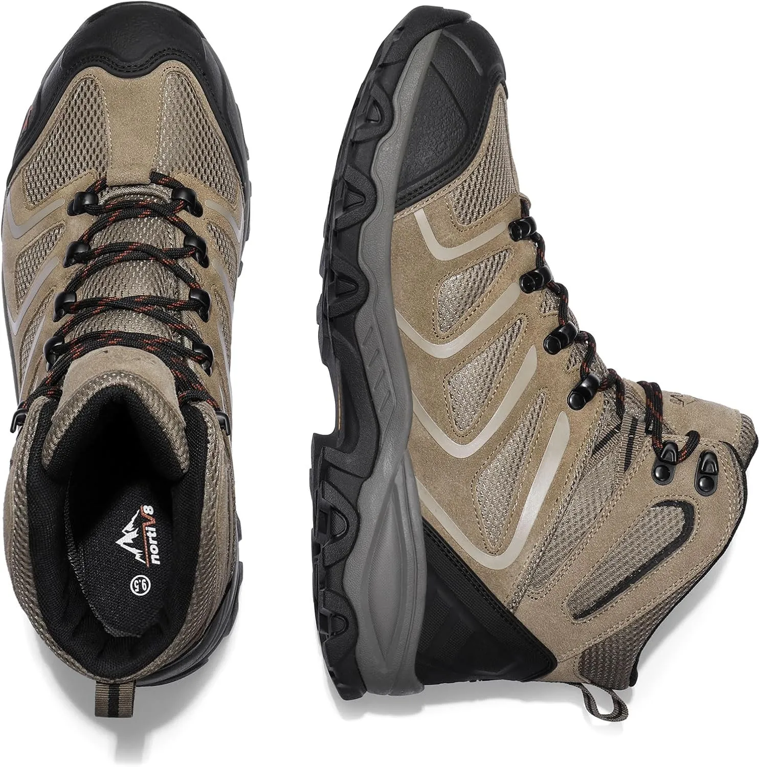 NORTIV 8 Men's Ankle High Waterproof Hiking Boots Outdoor Lightweight Shoes Trekking Trails Armadillo