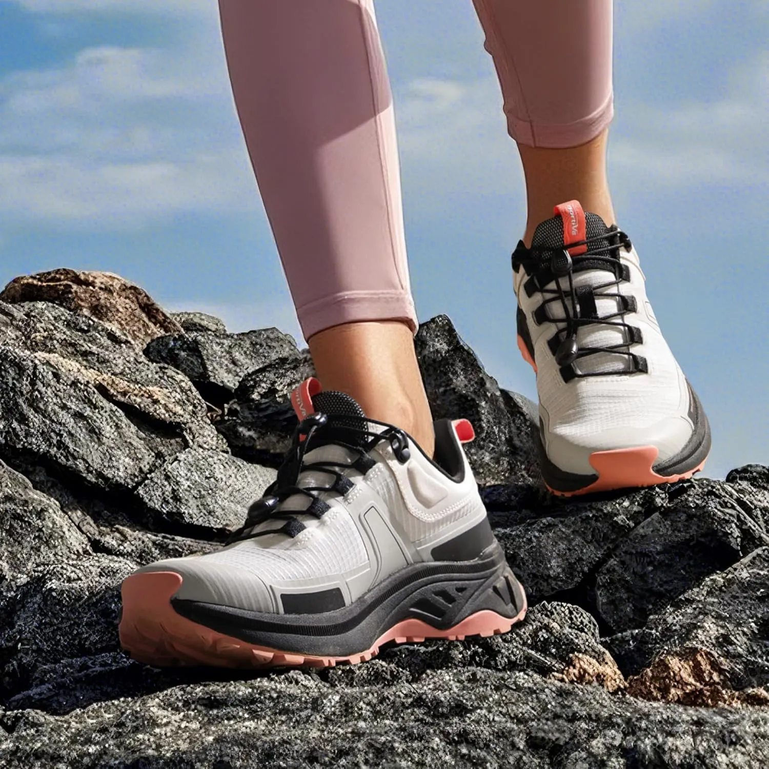 NORTIV 8 Women's Lightweight Hiking Shoes Quick Laces Outdoor Fashion Sneakers