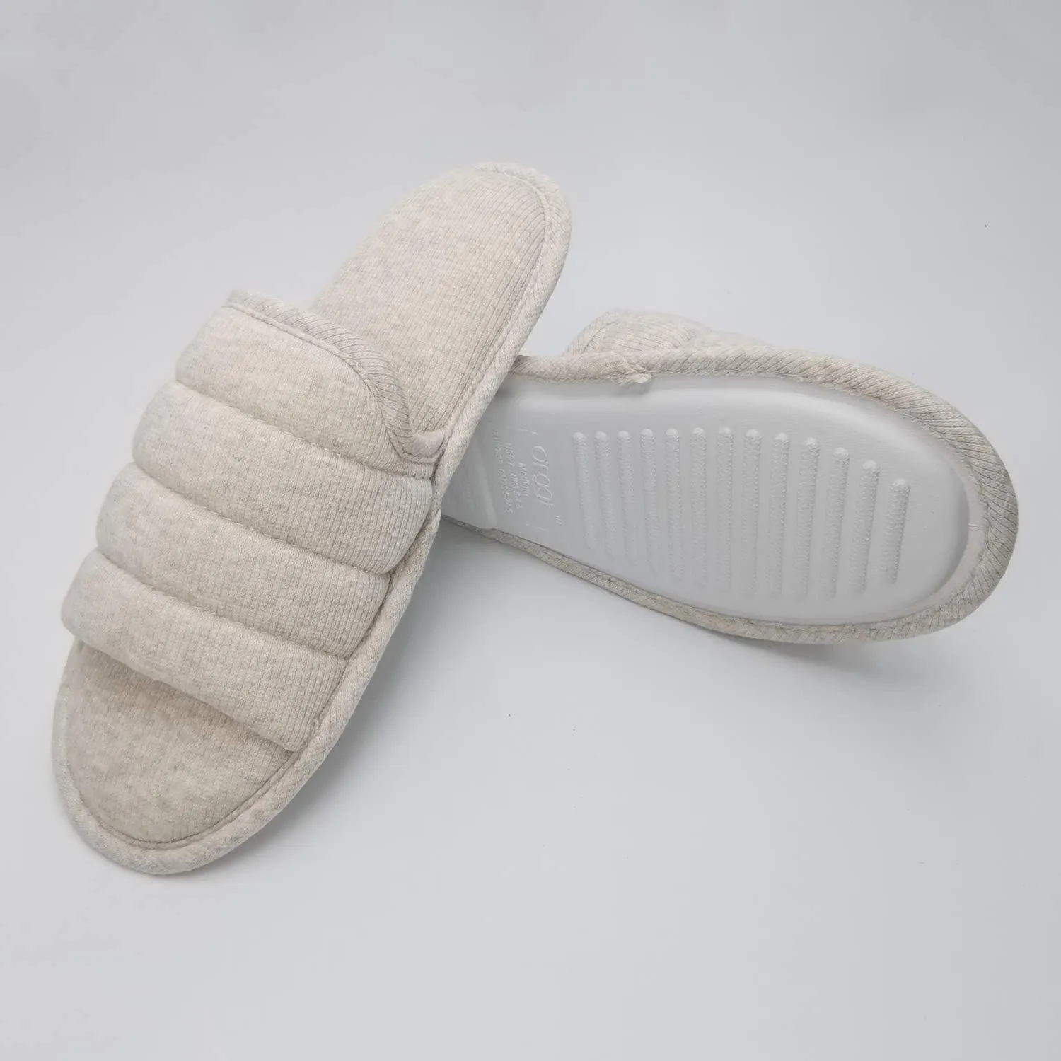 ofoot Womens Cotton Memory Foam Summer House Slippers Slides Indoor Bedroom Sandal Shoes Open Toe Washable With Non Slip Rubber Sole