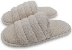 ofoot Womens Cotton Memory Foam Summer House Slippers Slides Indoor Bedroom Sandal Shoes Open Toe Washable With Non Slip Rubber Sole