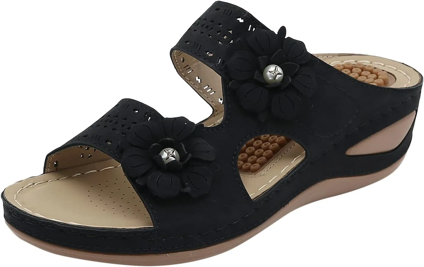 Orthopedic Dress Shoes for Women Wide Toe Black Casual Sandals Women Comfortable White Beach Sandals for Women Dressy Arch Support Shoes Women Sandalias Para Mujer Wide Foot Heels for Women