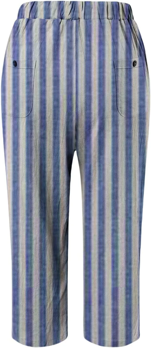 Pantalon De Lino para Mujer Drawstring Pants Linen Blend Pants
