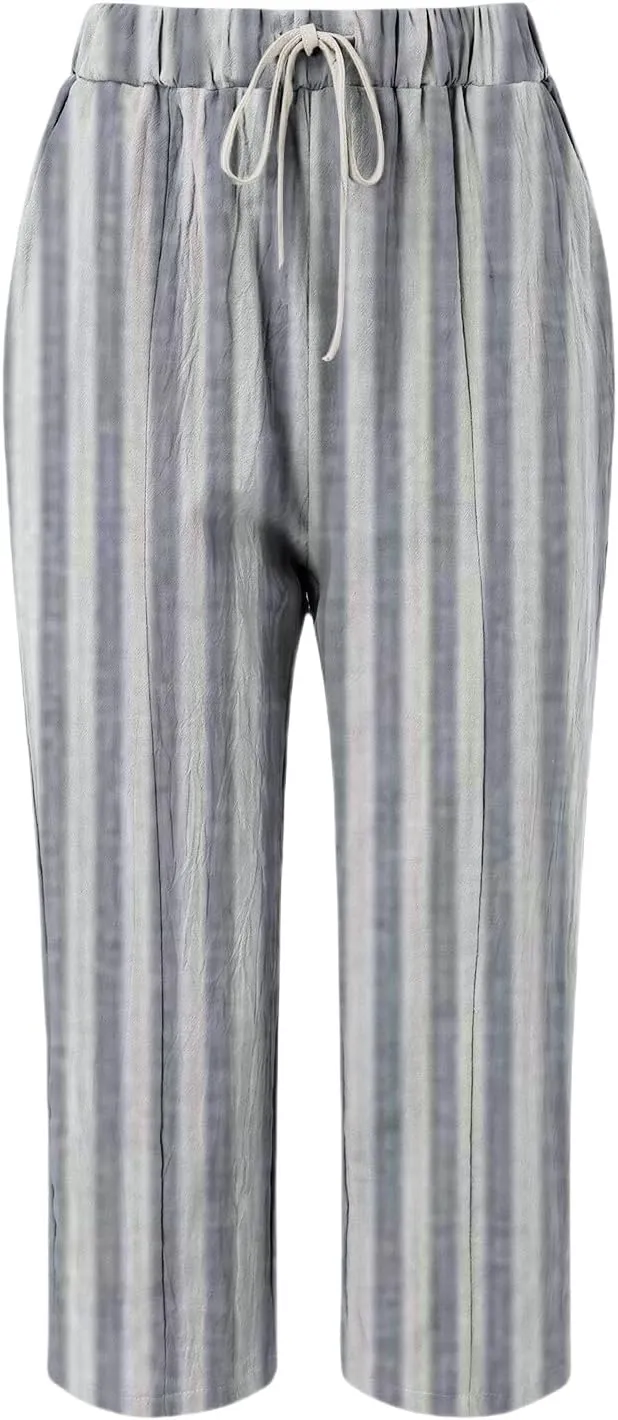 Pantalon De Lino para Mujer Drawstring Pants Linen Blend Pants