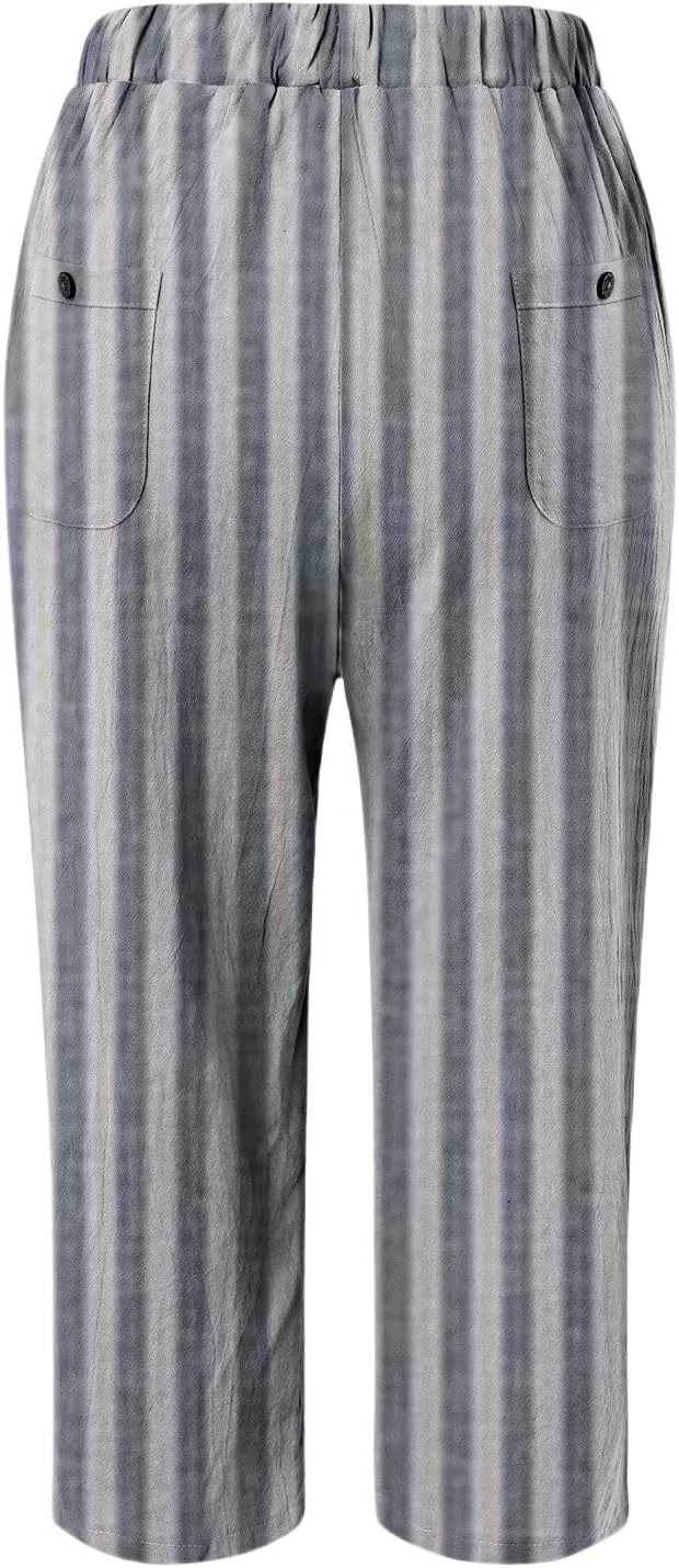 Pantalon De Lino para Mujer Drawstring Pants Linen Blend Pants