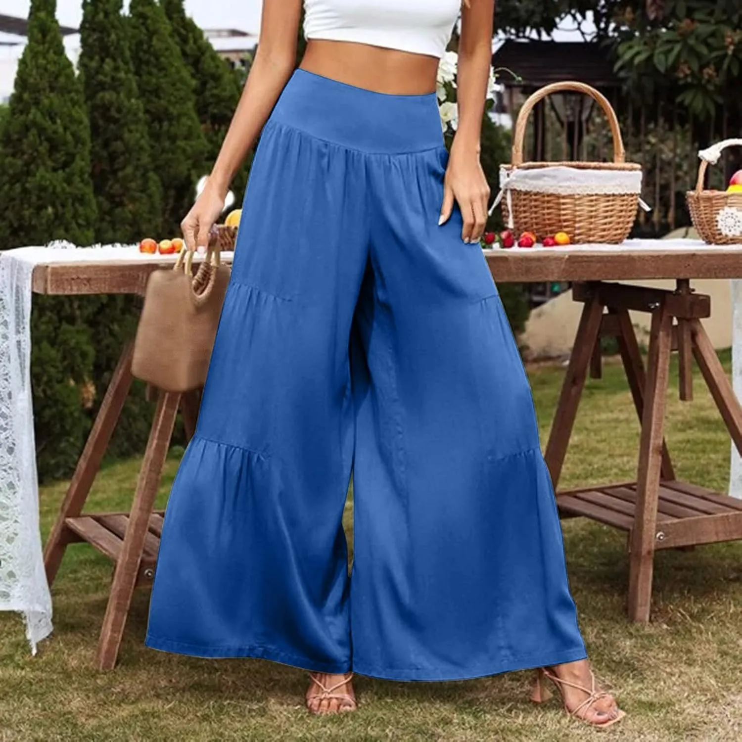 Pants for Women Resort Wear for Women 2025 Wide Leg Pants Ladies Trousers Linen Clothing
