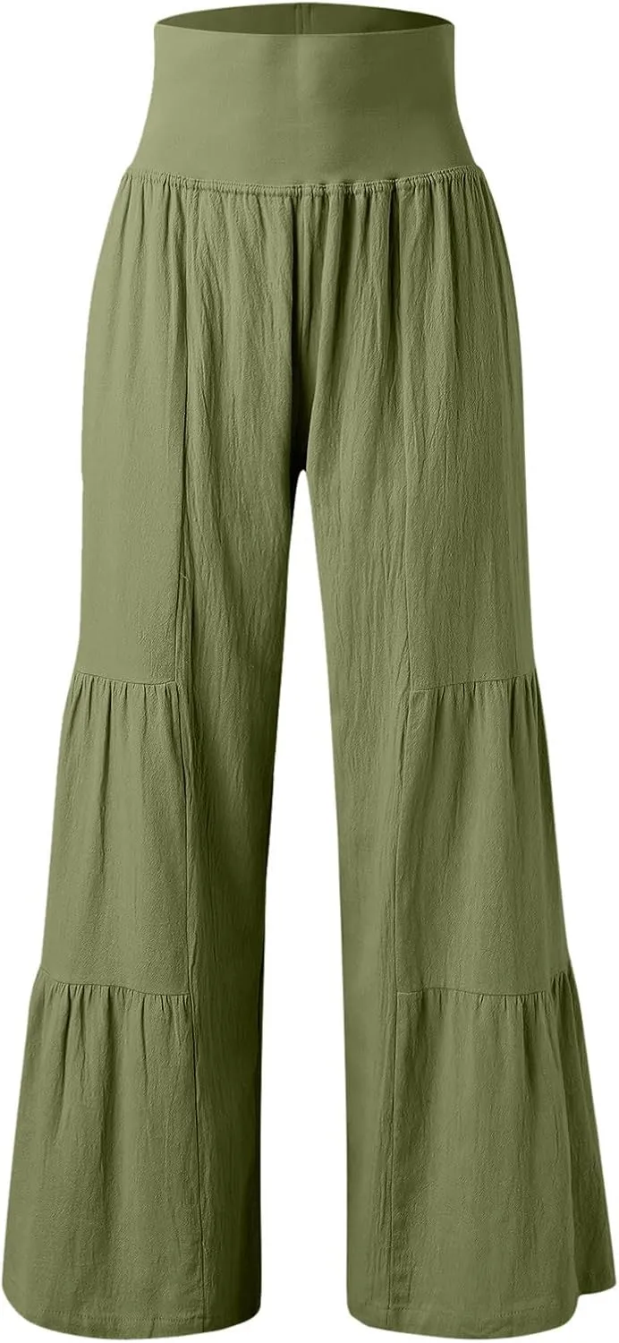 Pants for Women Resort Wear for Women 2025 Wide Leg Pants Ladies Trousers Linen Clothing