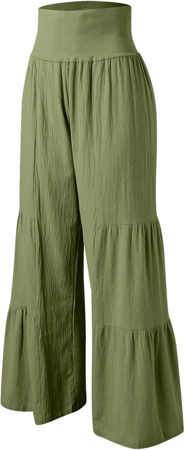 Pants for Women Resort Wear for Women 2025 Wide Leg Pants Ladies Trousers Linen Clothing