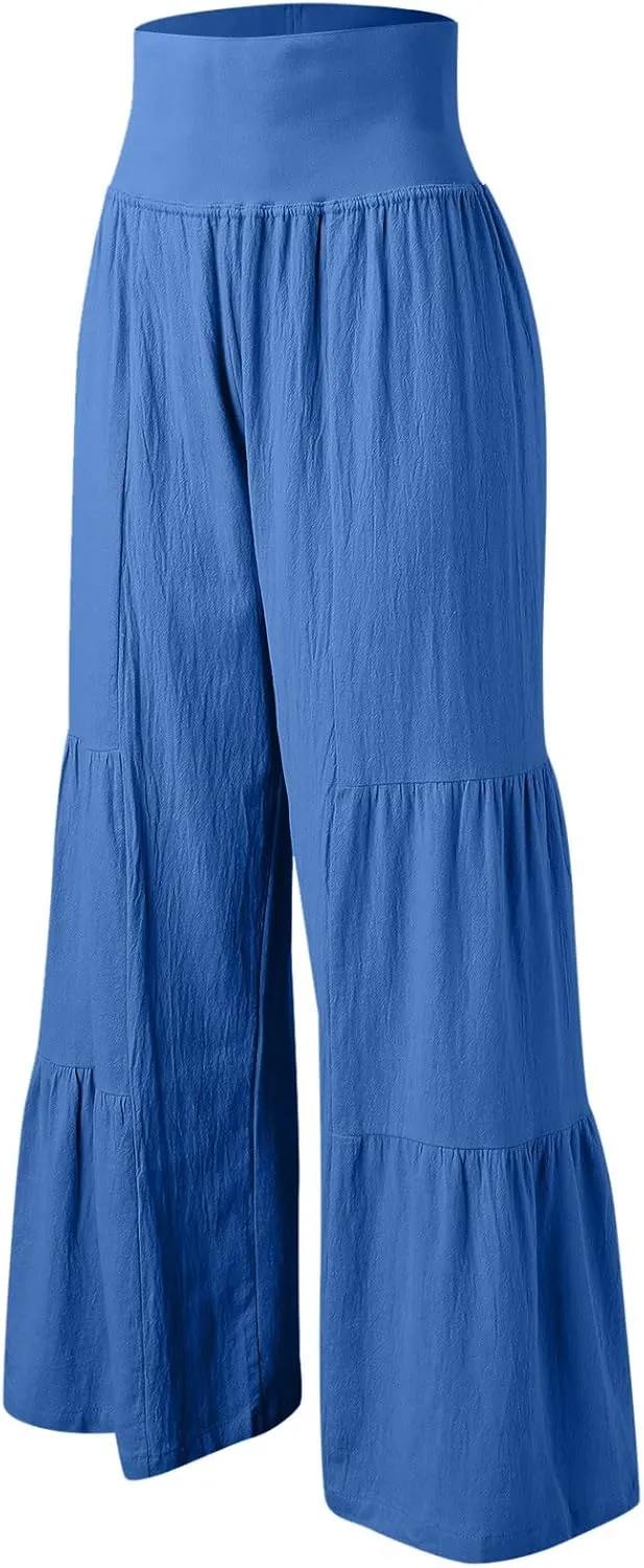Pants for Women Resort Wear for Women 2025 Wide Leg Pants Ladies Trousers Linen Clothing