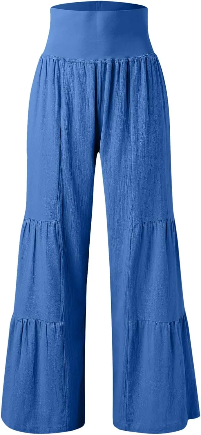 Pants for Women Resort Wear for Women 2025 Wide Leg Pants Ladies Trousers Linen Clothing