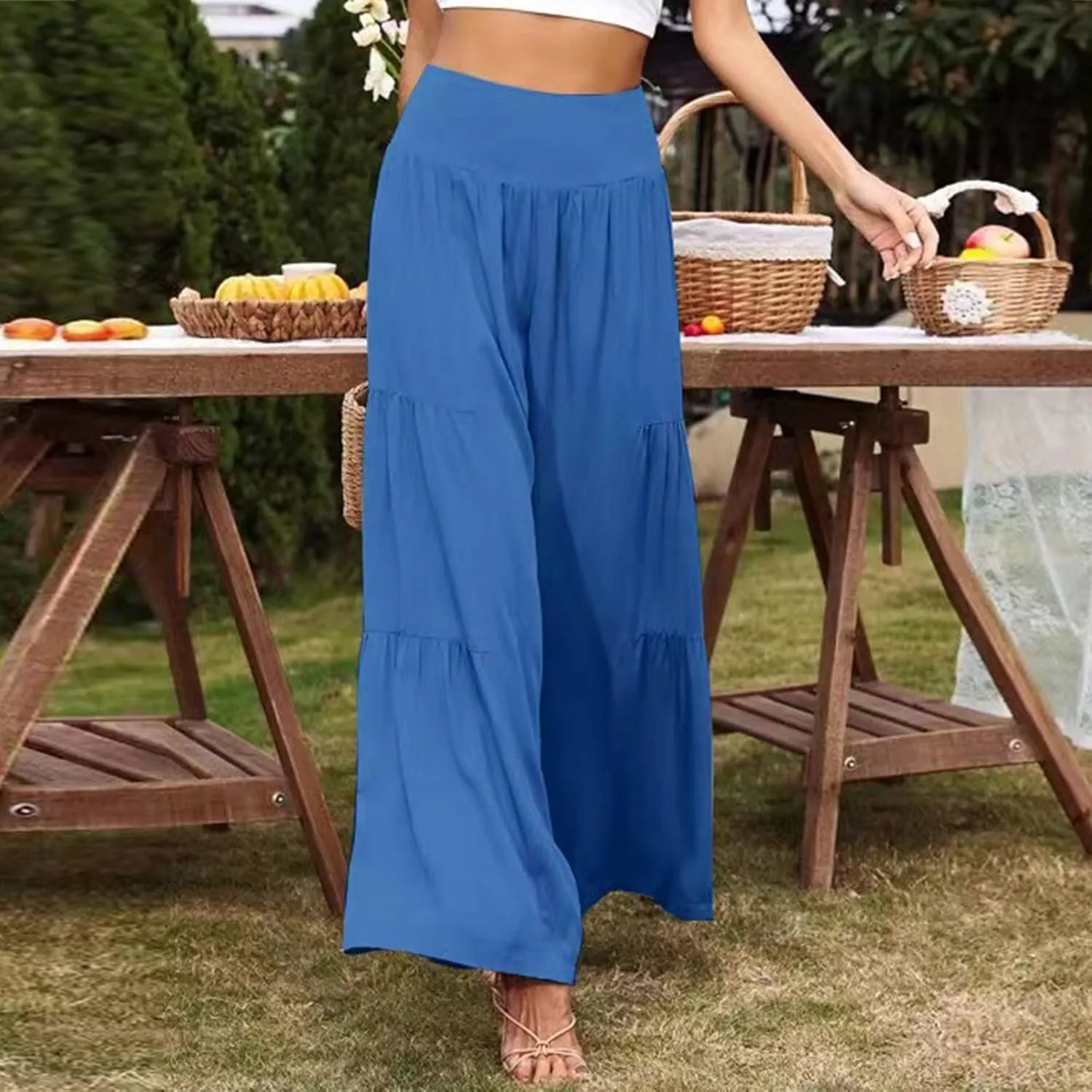Pants for Women Resort Wear for Women 2025 Wide Leg Pants Ladies Trousers Linen Clothing