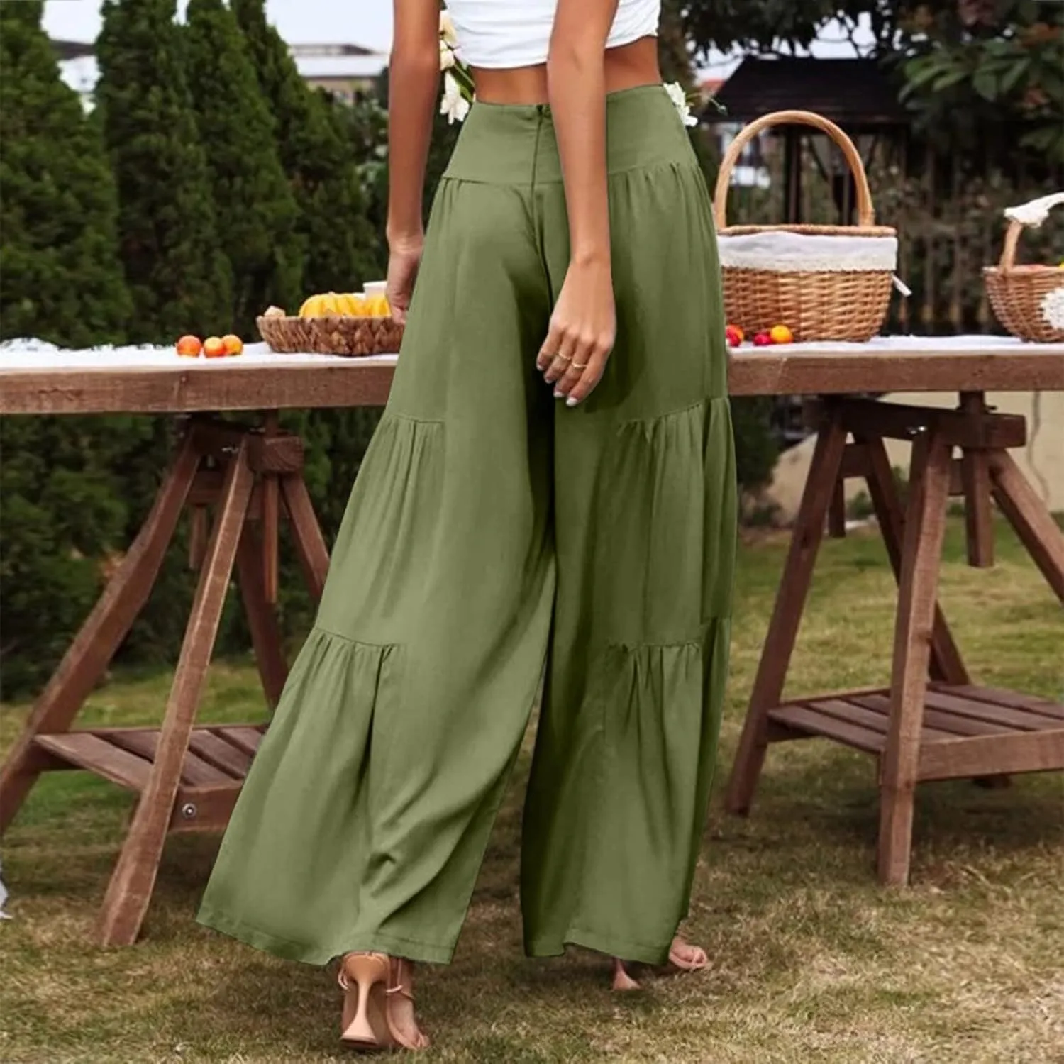 Pants for Women Resort Wear for Women 2025 Wide Leg Pants Ladies Trousers Linen Clothing