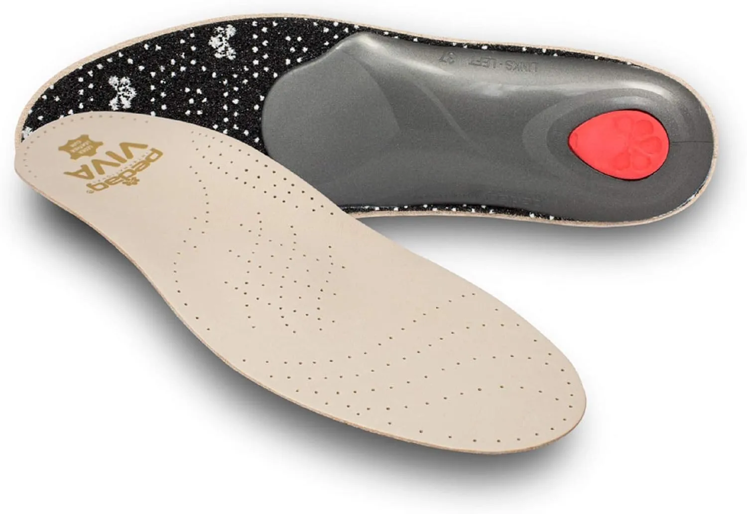 Pedag Viva | Leather Arch Support Inserts | Handmade in Germany | Plantar Fasciitis Relief | Heel Cushion | Activated Charcoal Odor Control | Metatarsal Support Pad | Tan | Men US 12/ EU 45