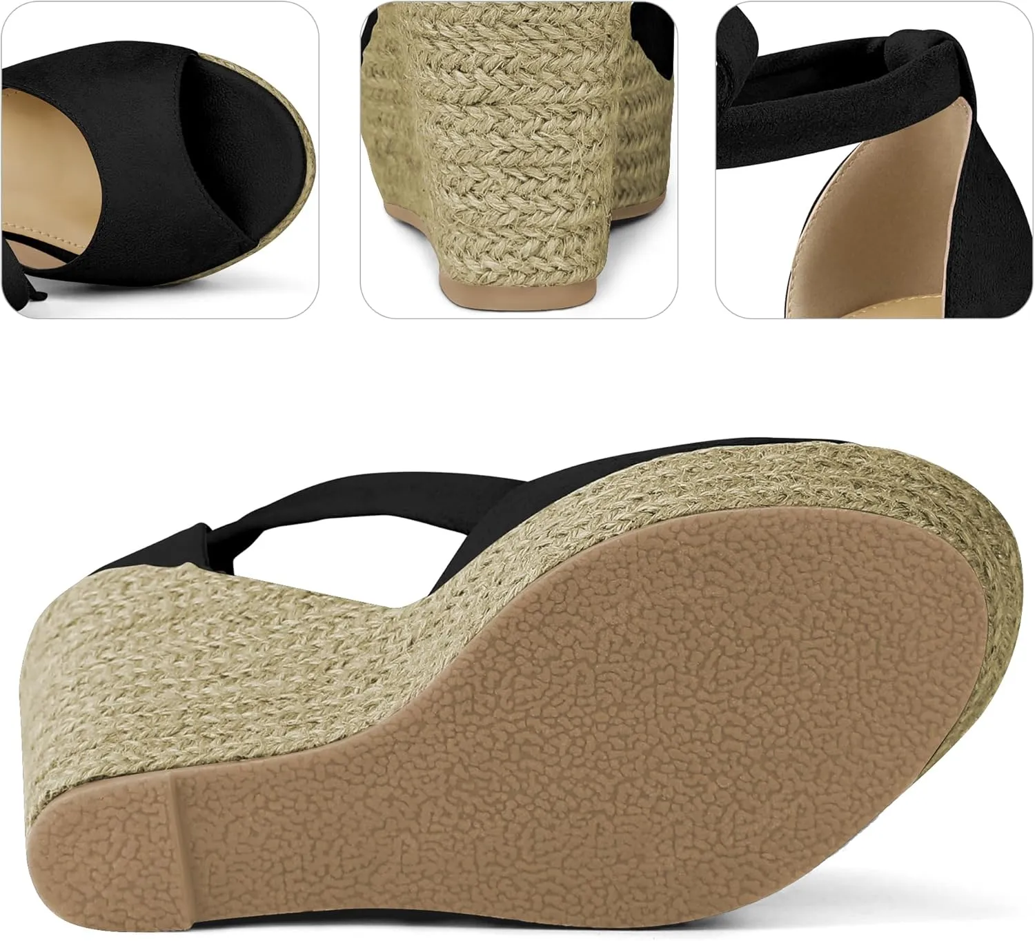 Perphy Platform Espadrilles Ankle Tie Sandals Peep Toe Wedges for Women
