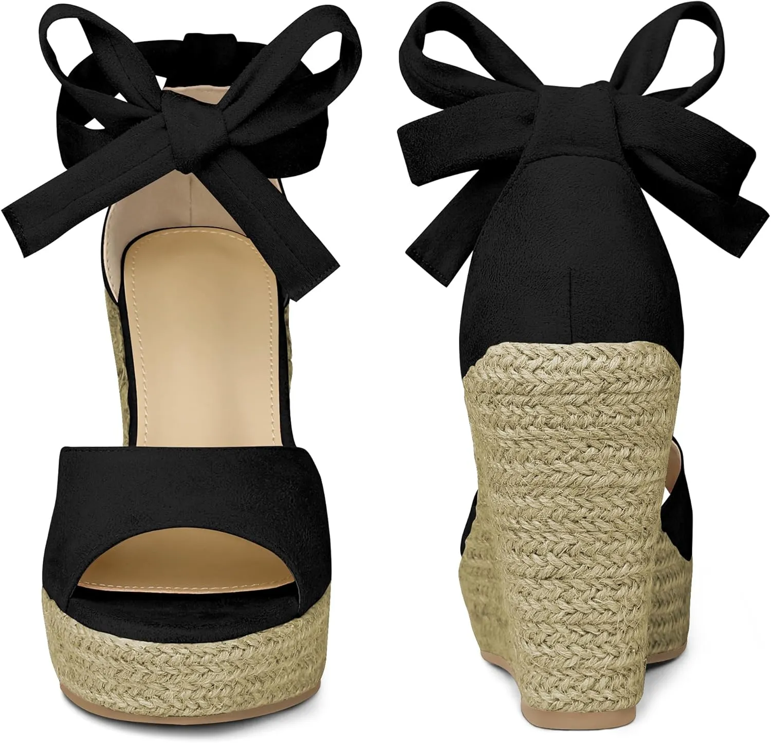 Perphy Platform Espadrilles Ankle Tie Sandals Peep Toe Wedges for Women