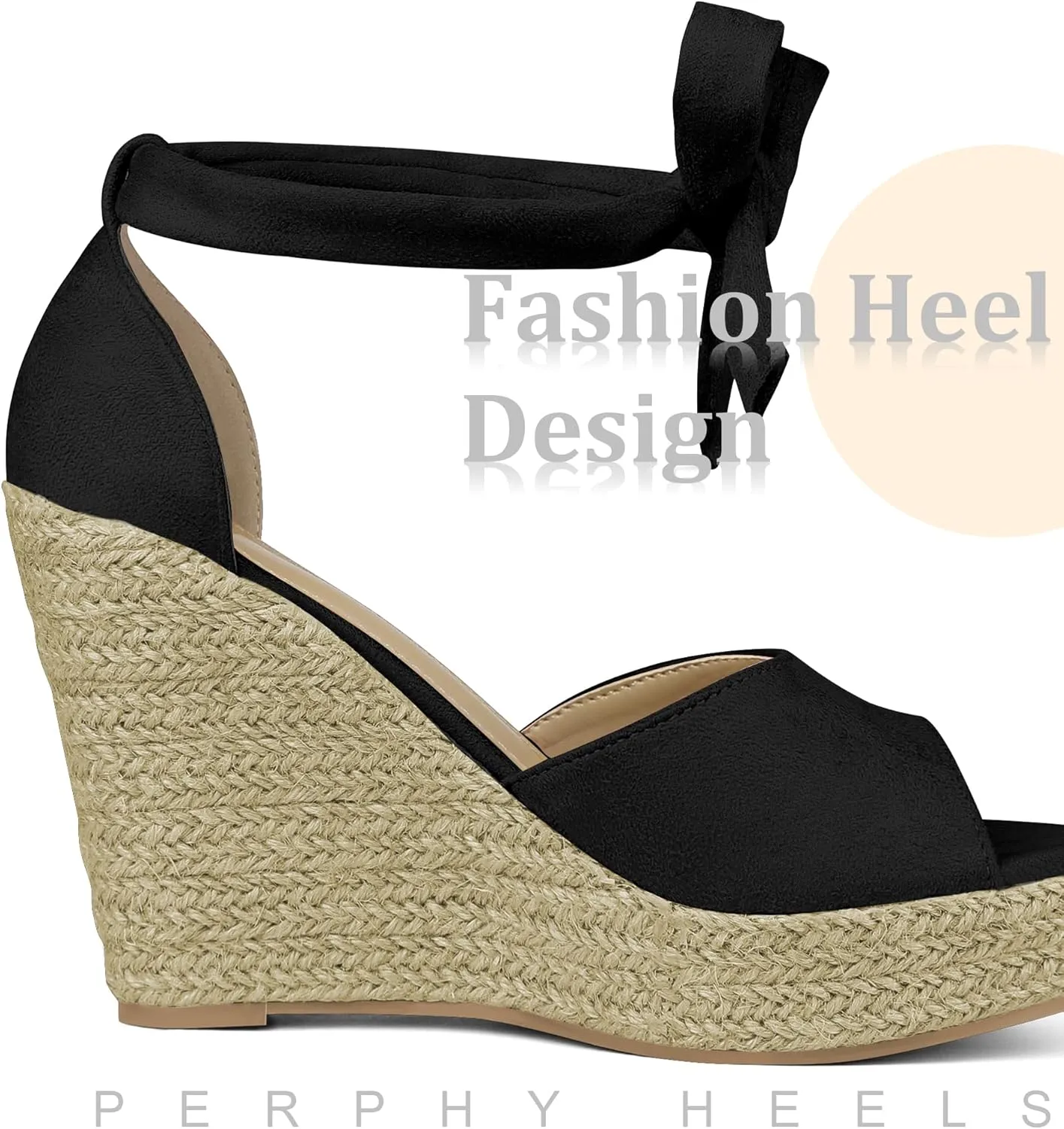 Perphy Platform Espadrilles Ankle Tie Sandals Peep Toe Wedges for Women