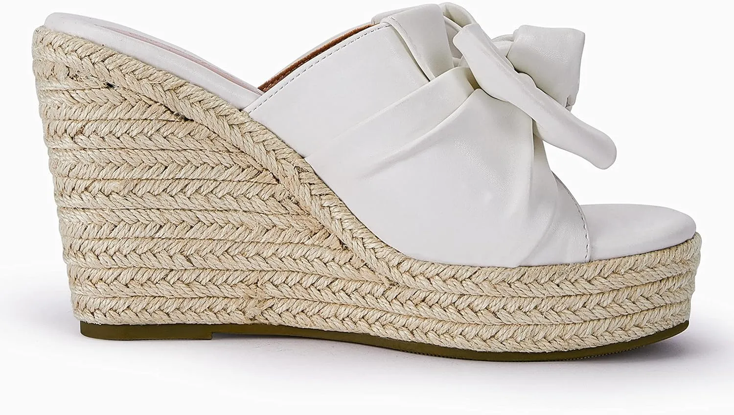 PiePieBuy Womens Platform Espadrilles Slip On Wedge Sandals Bow Tie Open Toe Slides Shoes
