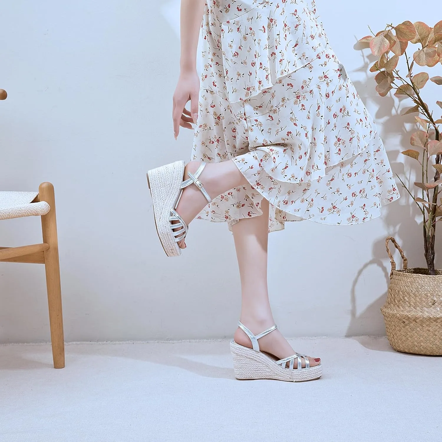 Platform High Heels Medium Width Comfortable Wedge Sandals for Women Dressy Espadrilles Wedding Summer