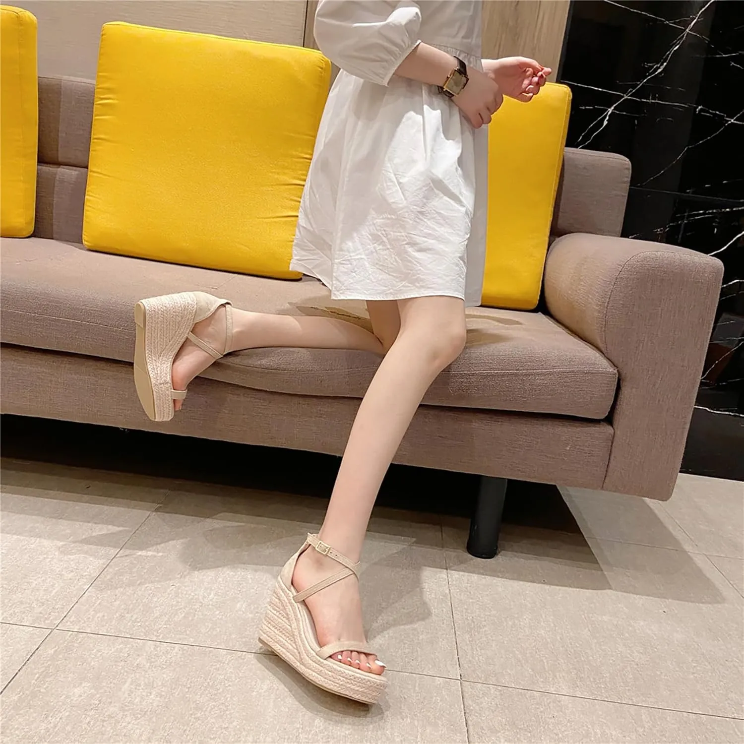 Platform High Heels Medium Width Comfortable Wedge Sandals for Women Dressy Espadrilles Wedding Summer