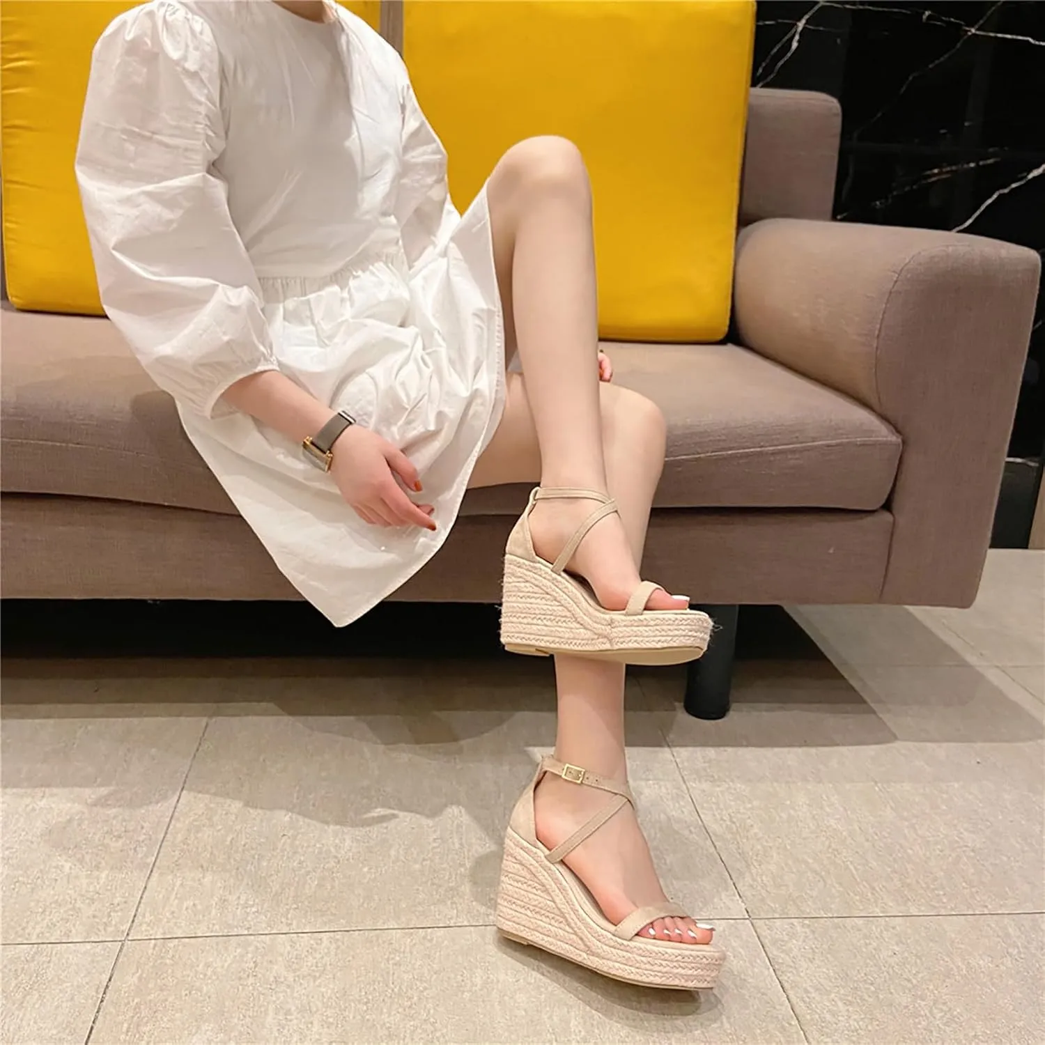 Platform High Heels Medium Width Comfortable Wedge Sandals for Women Dressy Espadrilles Wedding Summer