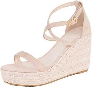 Platform High Heels Medium Width Comfortable Wedge Sandals for Women Dressy Espadrilles Wedding Summer