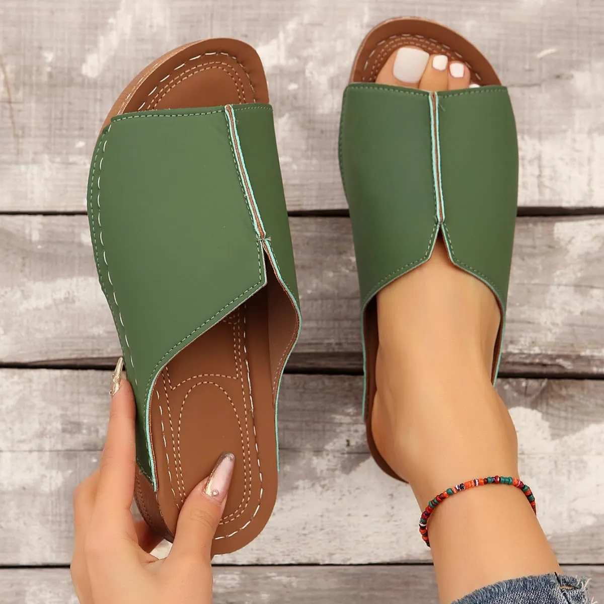 Platform Sandals Women Orthopedic Slip On Slide Slippers with Arch Support Comfort Beach Outdoor Walking Summer Shoes
