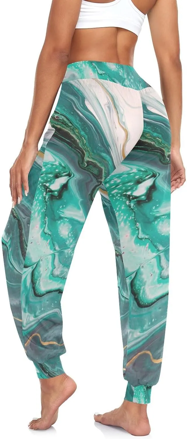 Poeticcity Women Thin Trousers Lounge Harem Sweatpants Yoga Leggings Dance Pants(S-2XL)