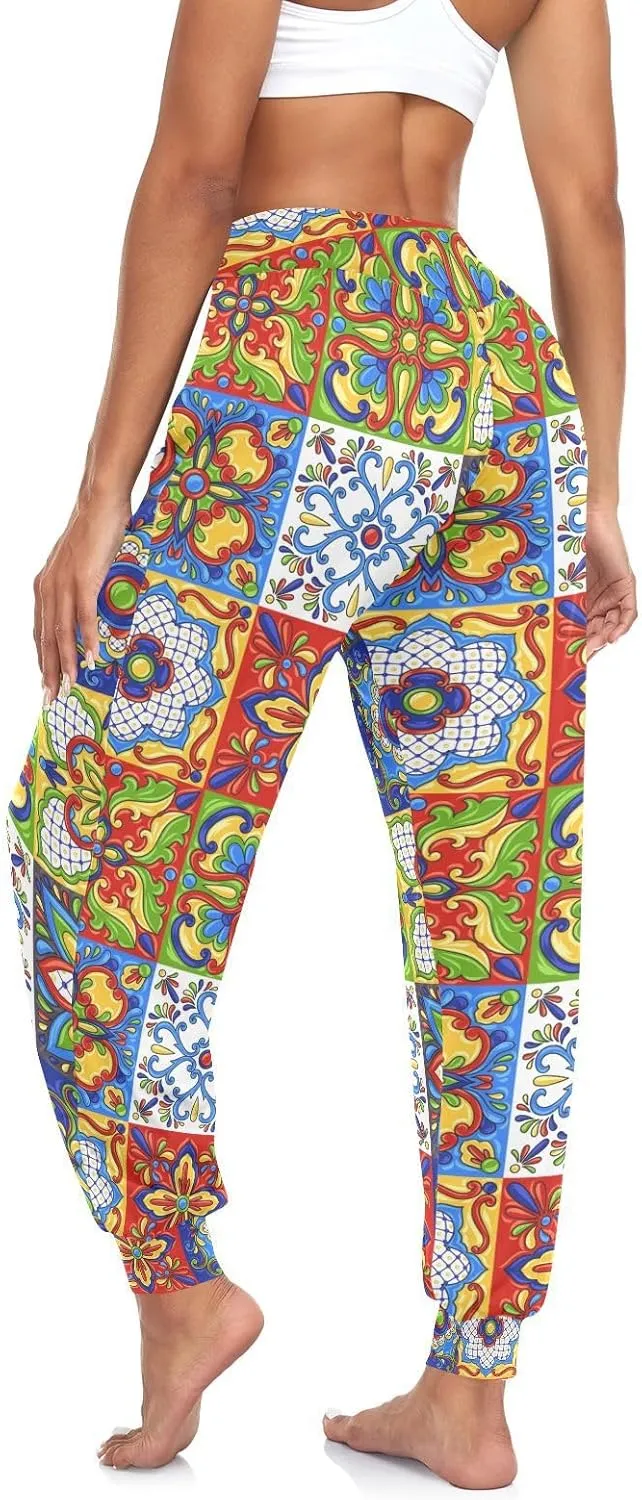 Poeticcity Women Thin Trousers Lounge Harem Sweatpants Yoga Leggings Dance Pants(S-2XL)
