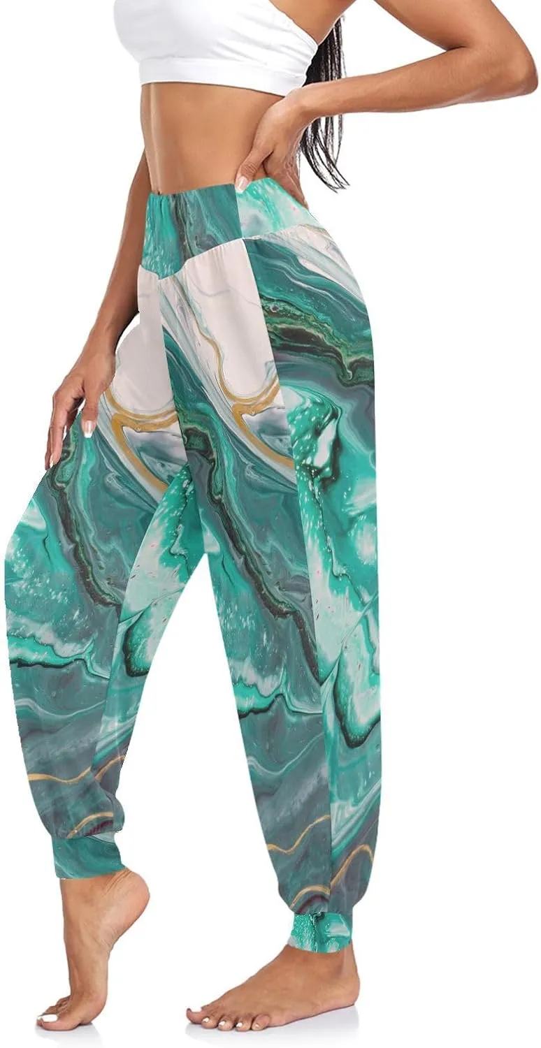 Poeticcity Women Thin Trousers Lounge Harem Sweatpants Yoga Leggings Dance Pants(S-2XL)