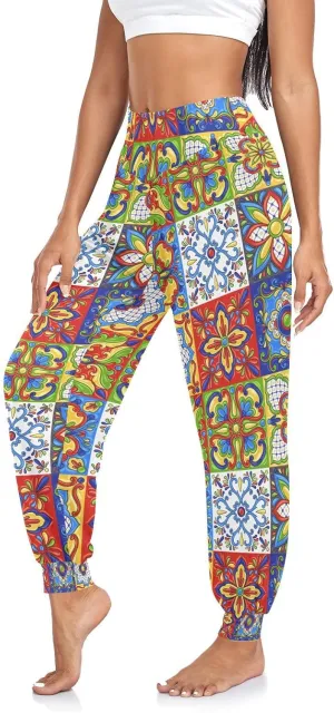 Poeticcity Women Thin Trousers Lounge Harem Sweatpants Yoga Leggings Dance Pants(S-2XL)